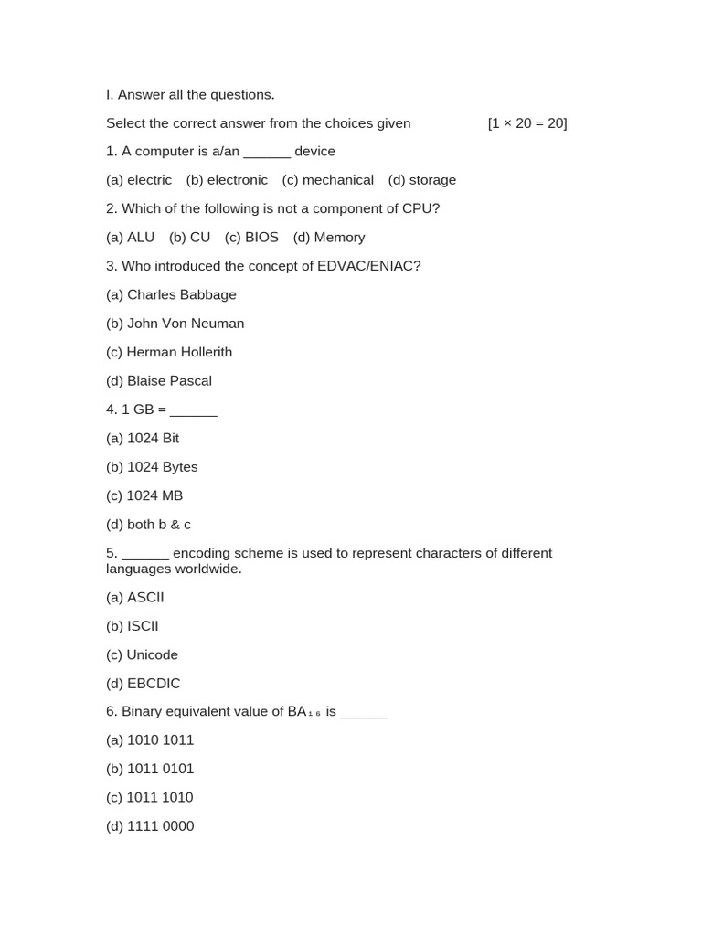 Computer Science Quiz Questions | PDF
