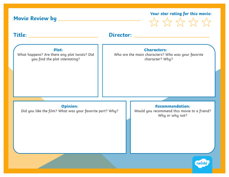 Third Grade Movie Review Template | PDF