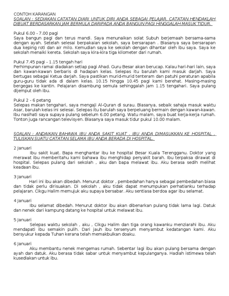 Contoh Karangan Catatan Pdf