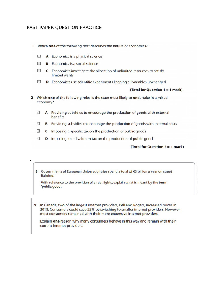 Past Paper Question 12 Ec0 | PDF