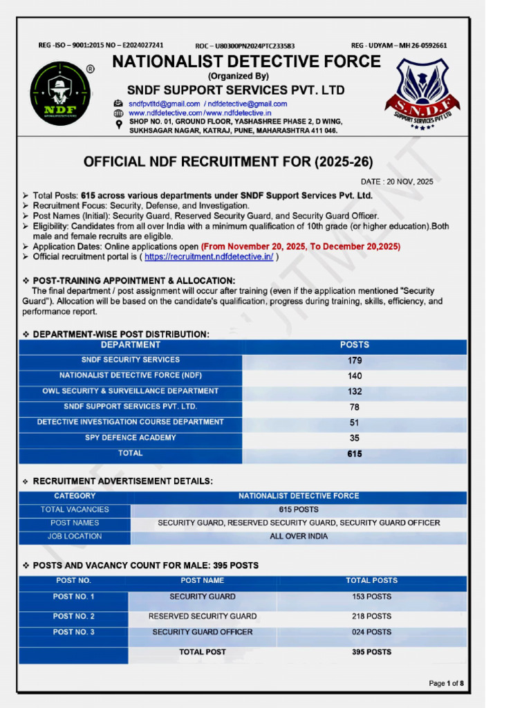 Official NDF Recruitment in English | PDF