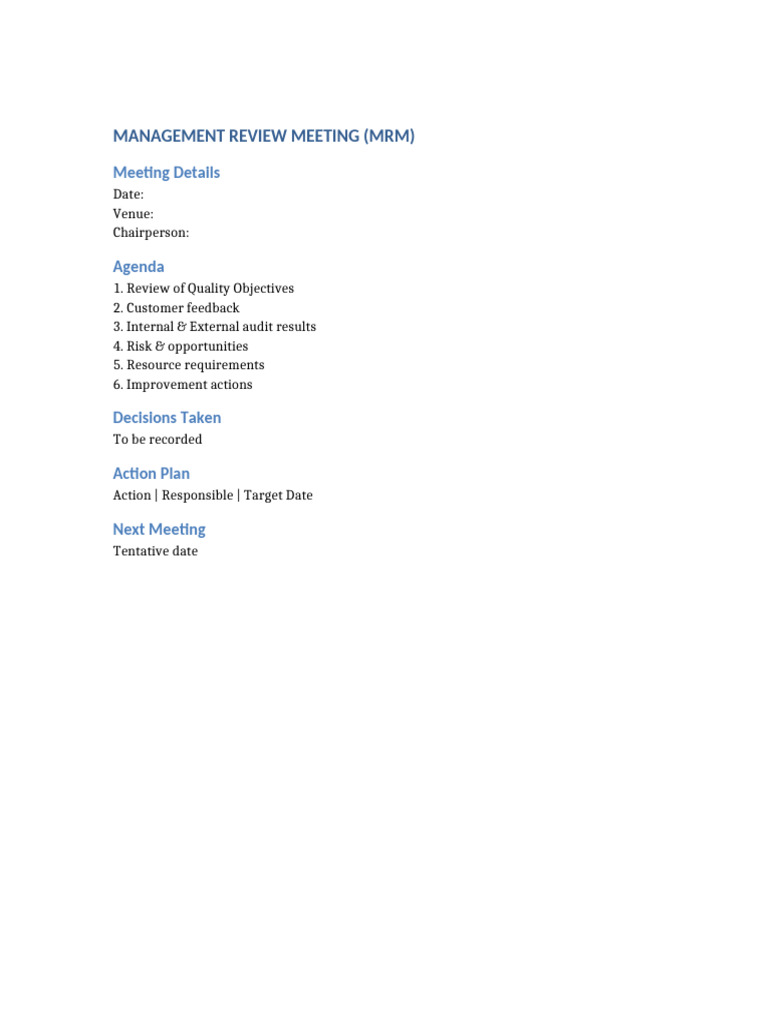 ISO Catering MRM Format | PDF