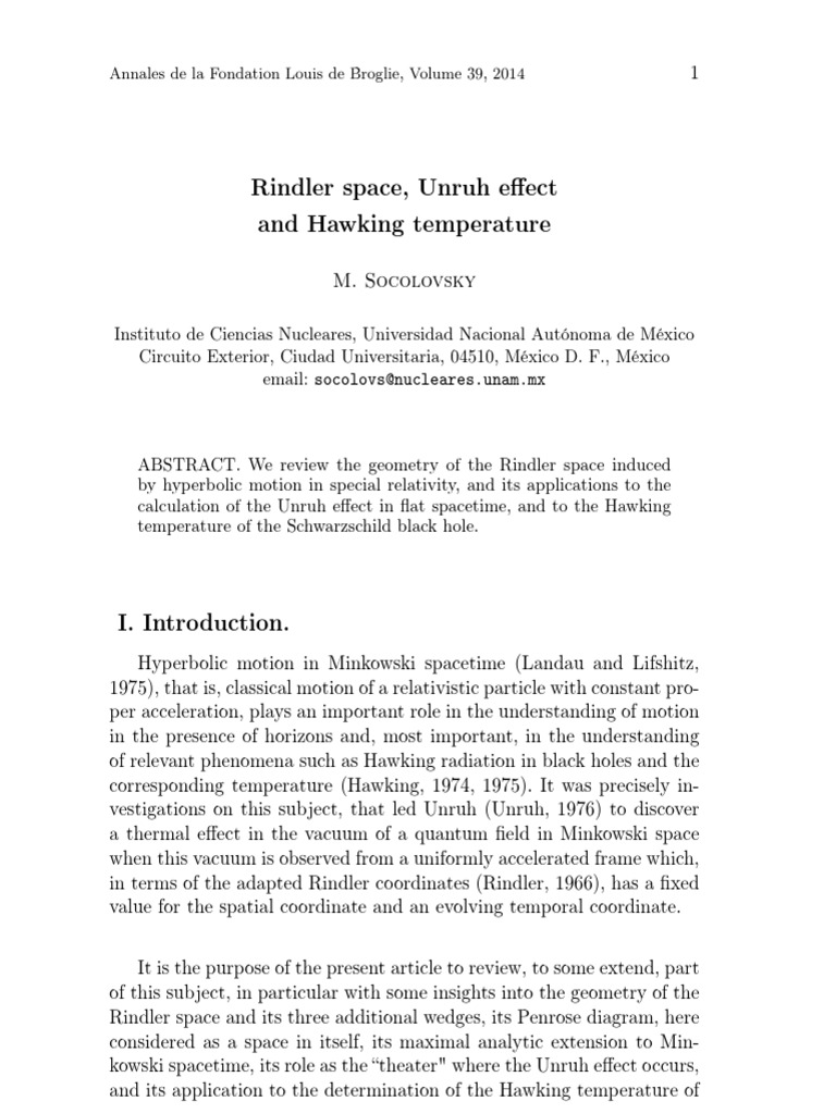 Rindler Space and Unruh Effect Analysis | PDF | General Relativity ...