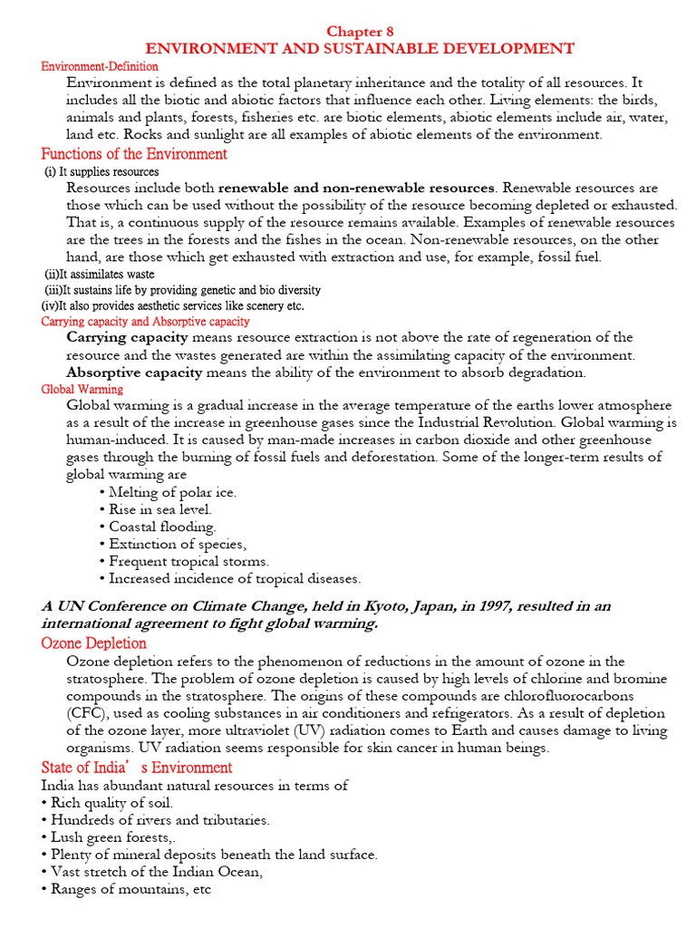Environment and Sustainable Development | PDF | Natural Environment ...