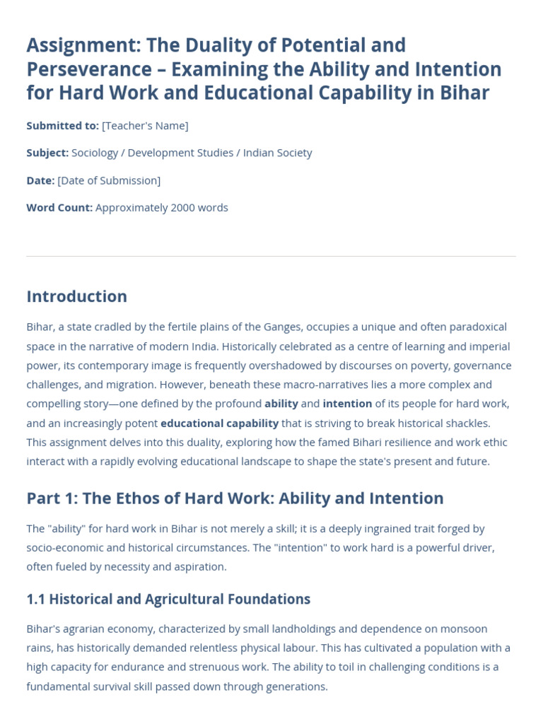 Ability and Intention of Hard Work and Educational Capability in Bihar ...