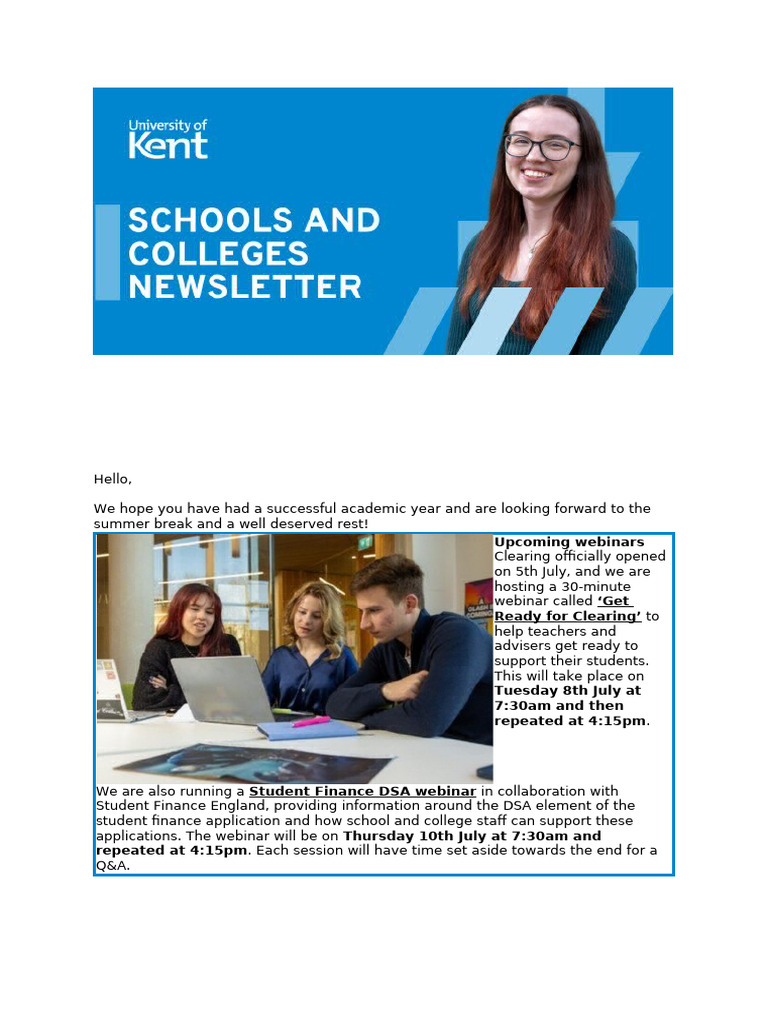 University of Kent Schools and Colleges News Letter | PDF | Kent