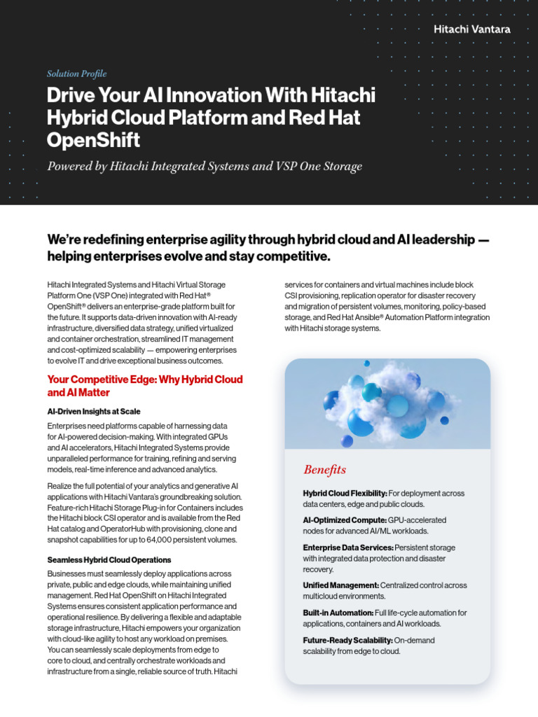 Drive Your AI Innovation With Hitachi | PDF | Cloud Computing | Scalability