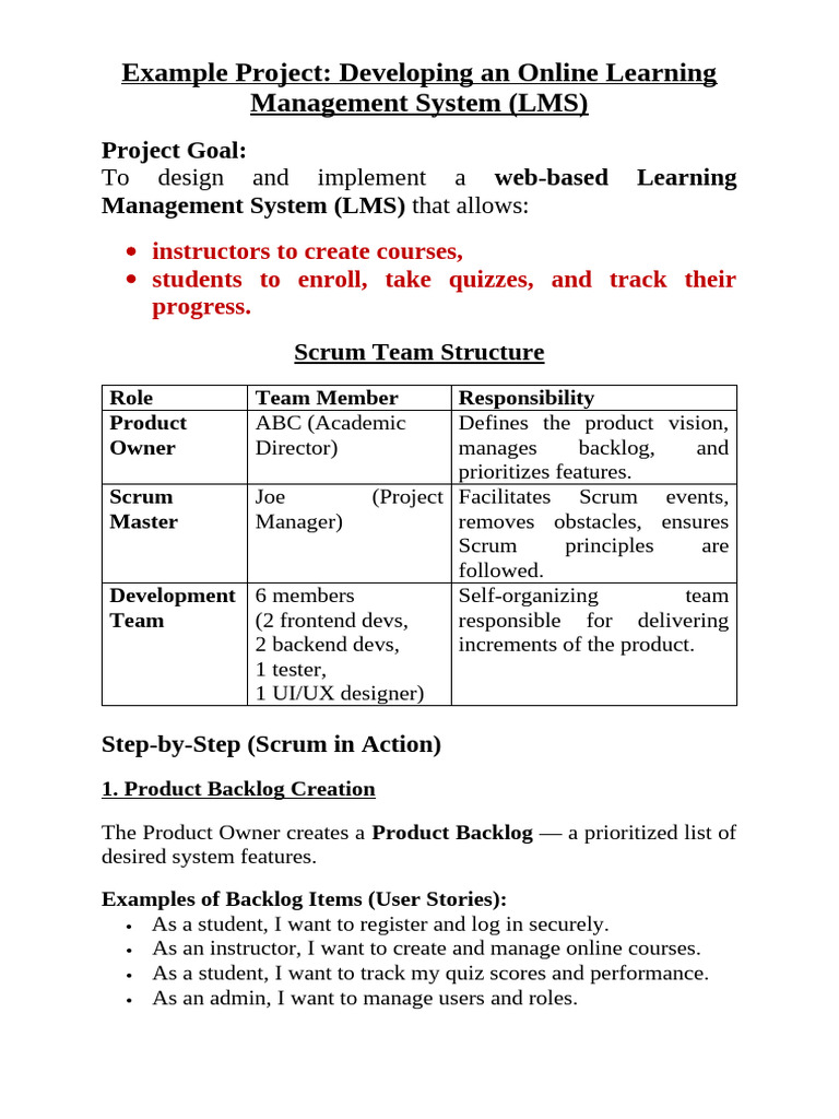 Online Learning Management System Project | PDF | Scrum (Software ...