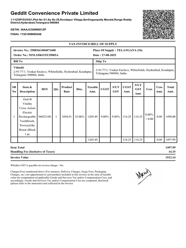 Zepto Invoice 1759579809106 1 | PDF | Government | Taxation
