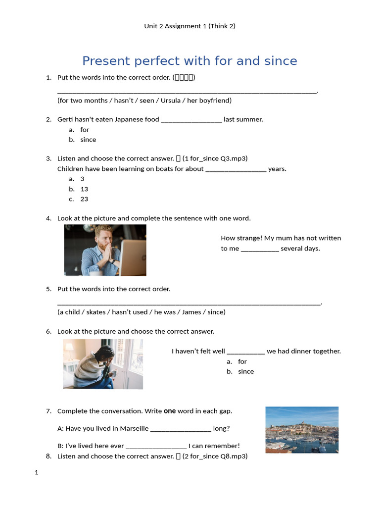 Present Perfect Tense Exercises | PDF