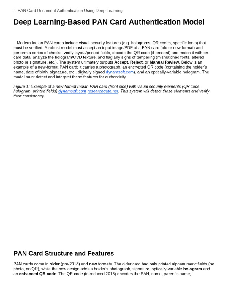 PAN Card Authentication with Deep Learning | PDF | Qr Code | Authentication