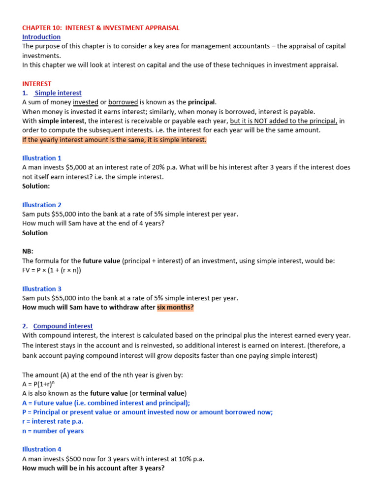 Capital Investment Appraisal Techniques | PDF | Net Present Value ...