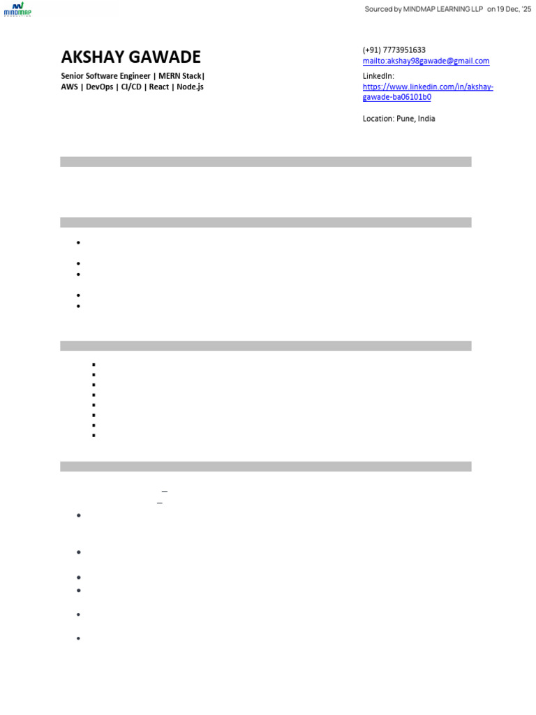 Senior Software Engineer - MERN Stack Expert | PDF | Postgre Sql ...