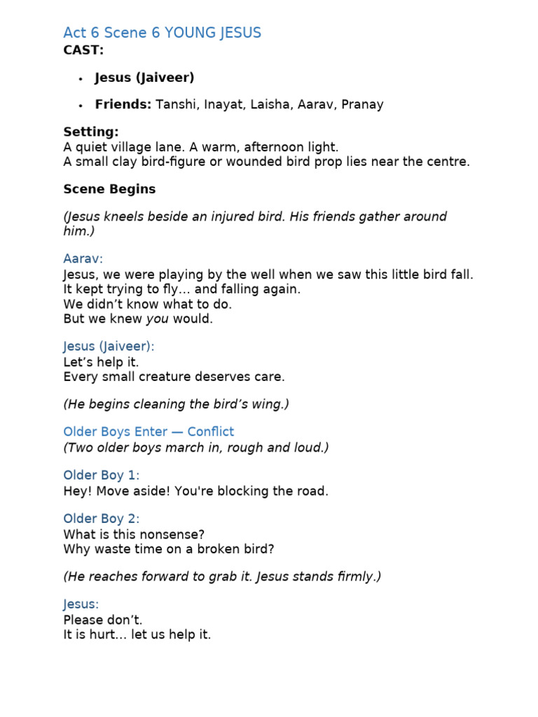 Act 6 Scene 6 YOUNG JESUS Jaiveer | PDF