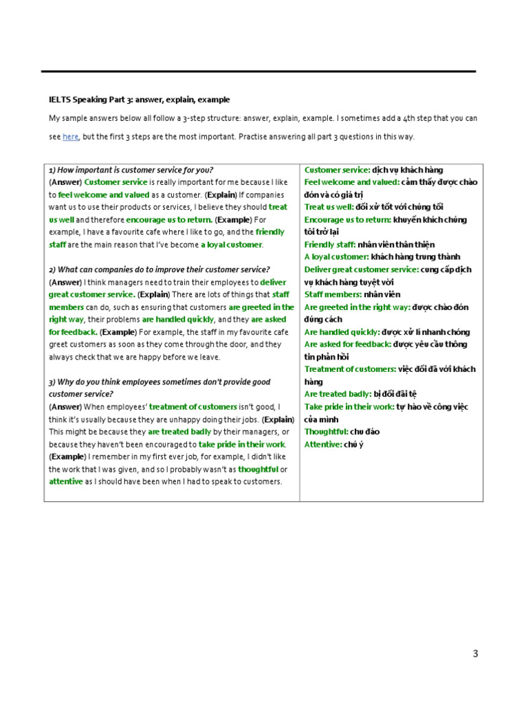 IELTS Speaking Part 3: Answer Structure | PDF | Cost Of Living