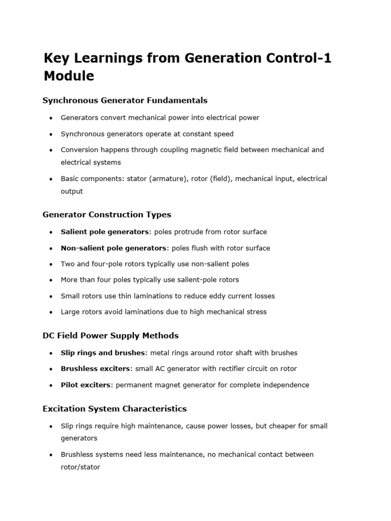 Key Learnings From Generation Control-1 Espinosa | PDF | Electric ...
