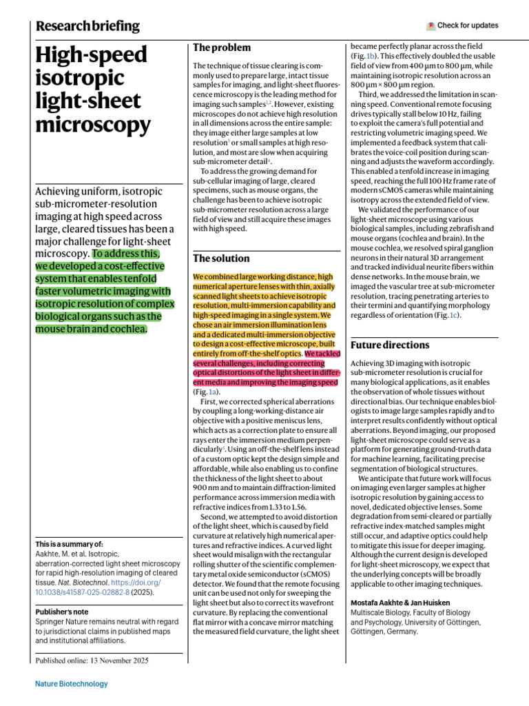 High-Speed Isotropic Light-Sheet Microscopy Nature Research Briefing ...