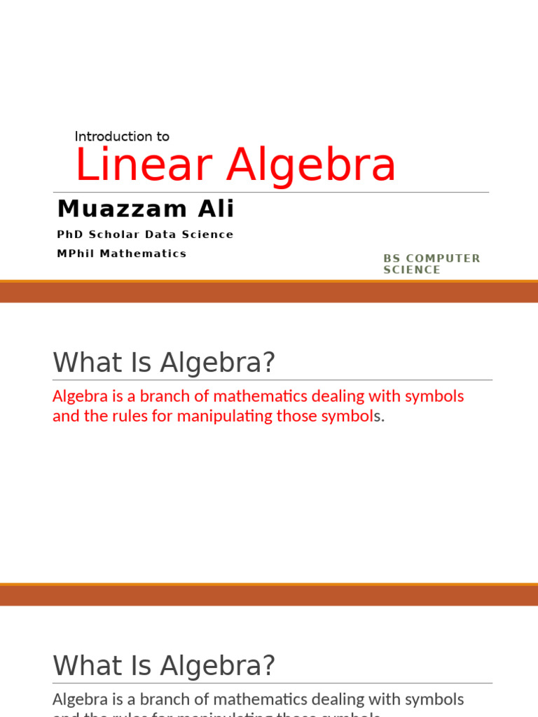 Introduction to Linear Algebra Concepts | PDF | Matrix (Mathematics ...