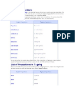 Tagalog Prepositions