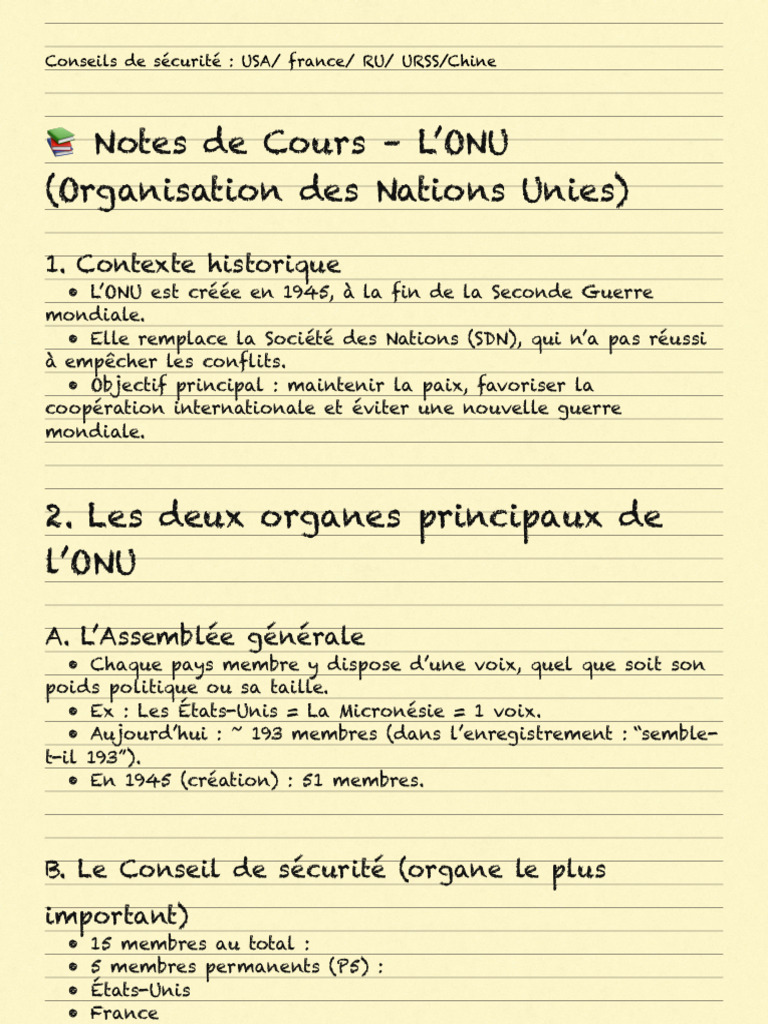 Comprendre l'ONU : Structure et Veto | PDF | Relations internationales ...