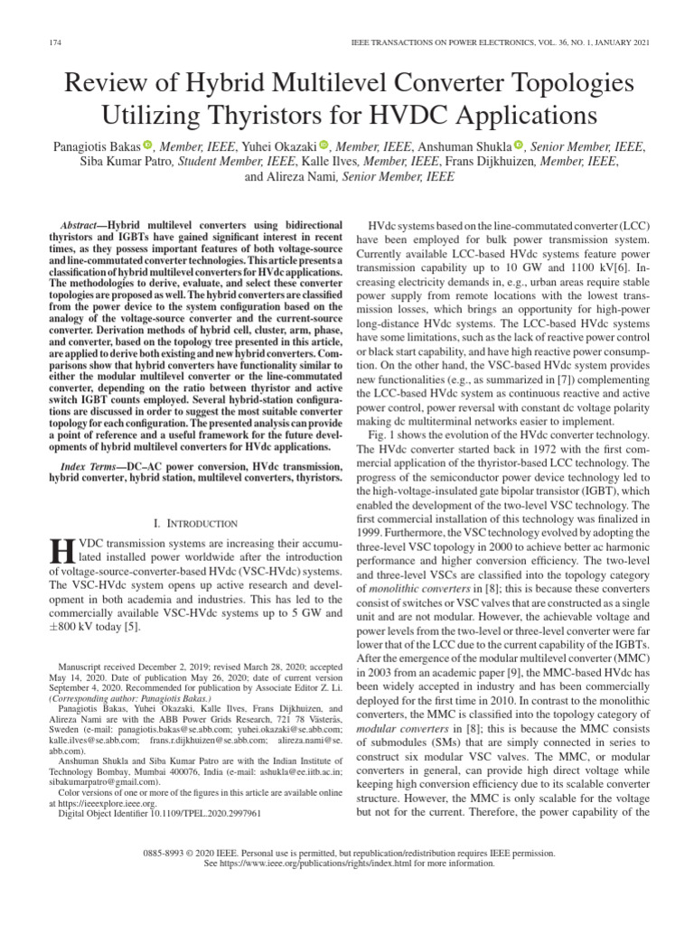 Hybrid Multilevel Converters for HVDC | PDF | High Voltage Direct ...