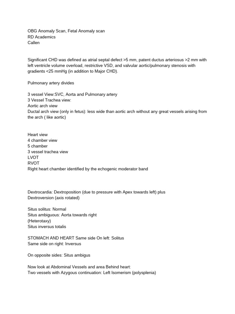 Fetal Anomaly Scan Overview and Insights | PDF | Congenital Heart ...