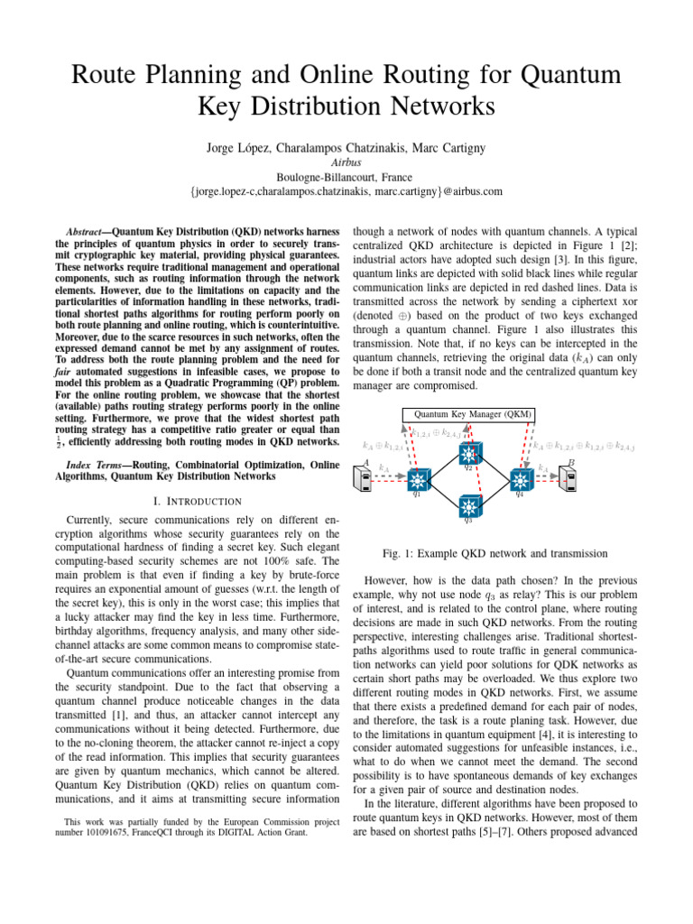 Route Planning and Online Routing For Quantum Key Distribution Networks ...