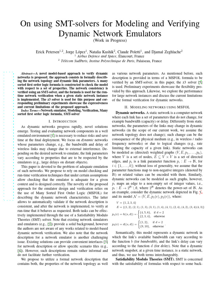 Verifying Dynamic Networks with SMT | PDF | Formal Verification ...