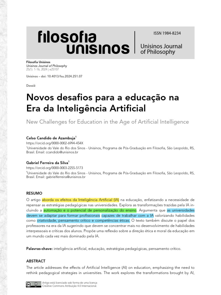 IA e Educação: Desafios e Transformações | PDF | Inteligência ...