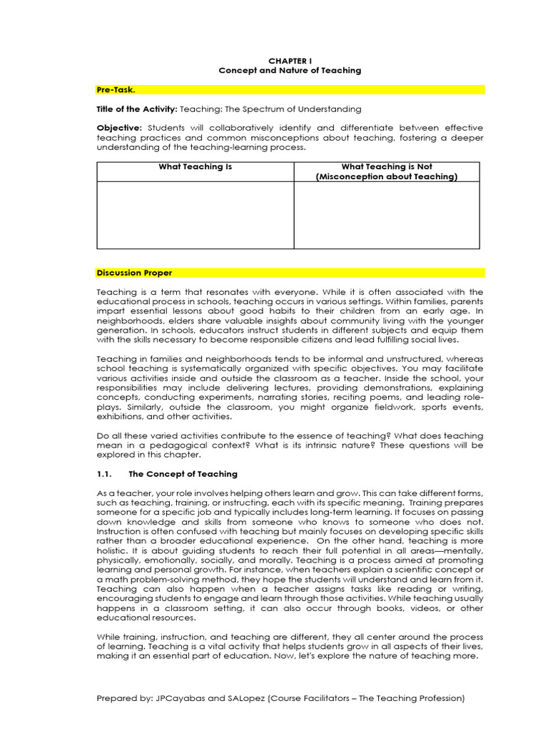 Understanding the Nature of Teaching | PDF | Teachers | Constructivism ...