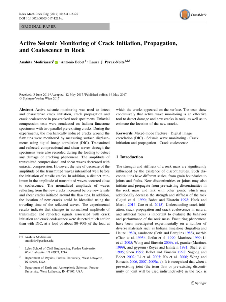Seismic Monitoring of Rock Crack Dynamics | PDF | Fracture | Stress ...