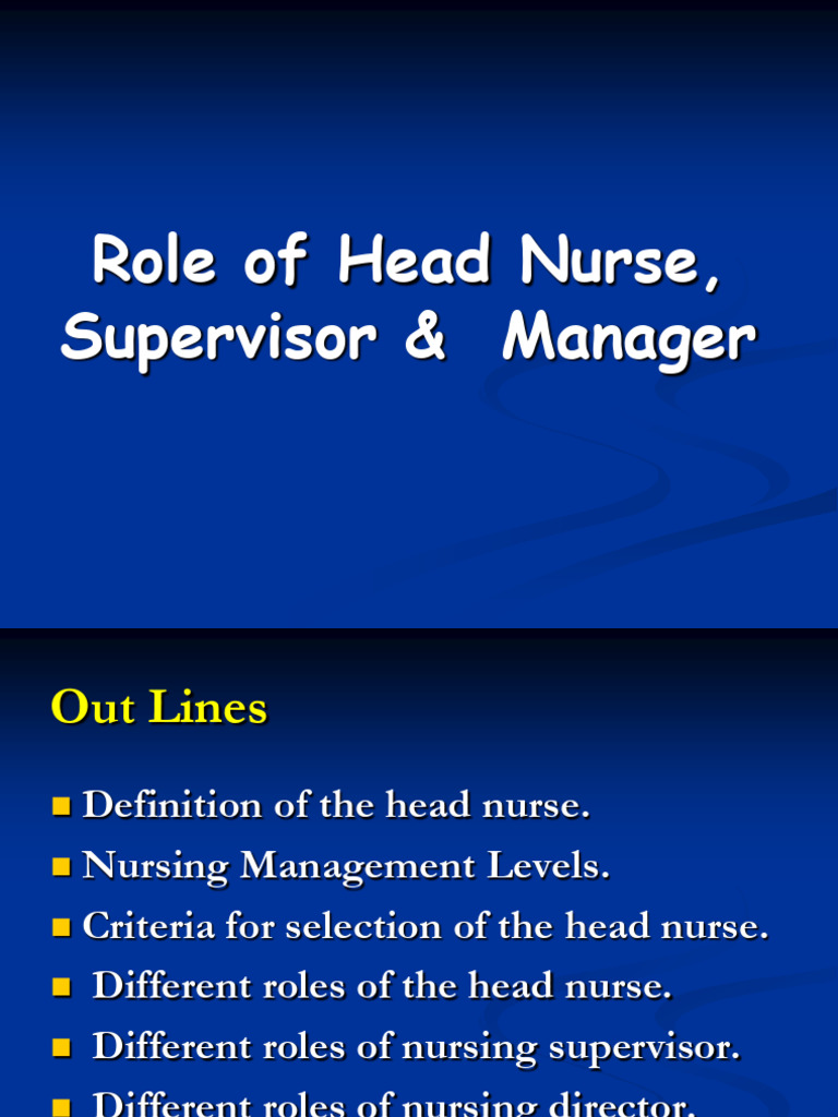 Head Nurse Roles and Responsibilities | PDF | Leadership | Nursing