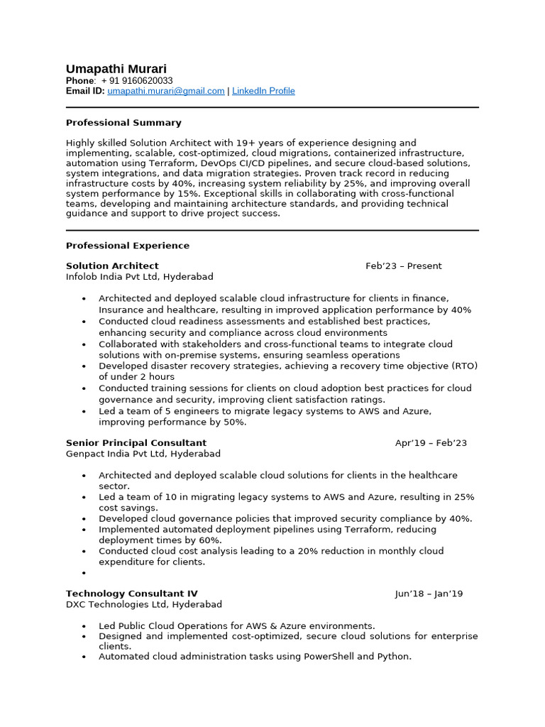 Expert Solution Architect Resume | PDF | Cloud Computing | Amazon Web ...
