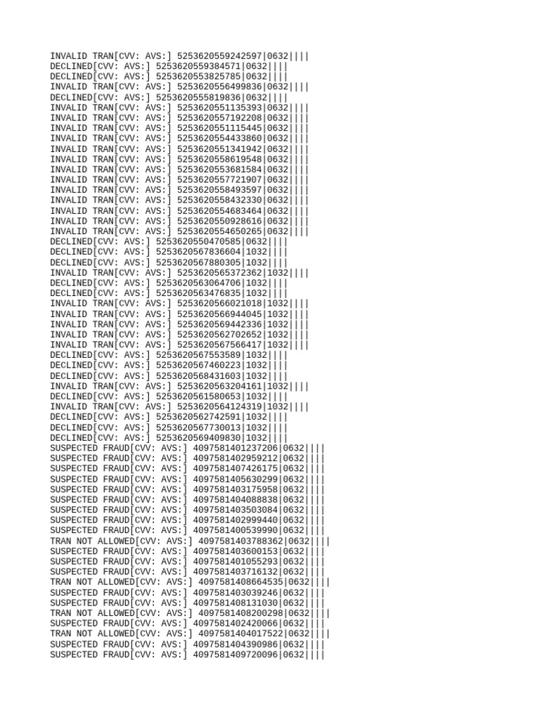 Invalid and Declined Transactions List | PDF