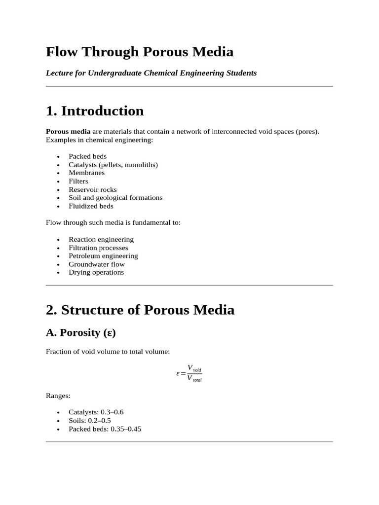 Flow Through Porous Media | PDF | Porosity | Porous Medium