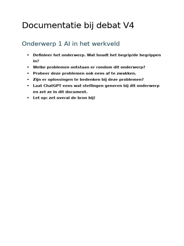 Documentatie Bij Debat FORMAT VWO4 | PDF