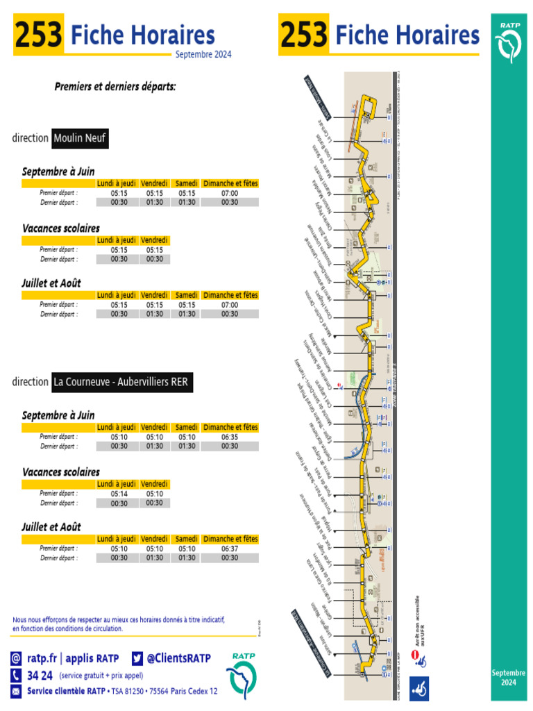 Horaires Bus 253 Septembre 2024 | PDF