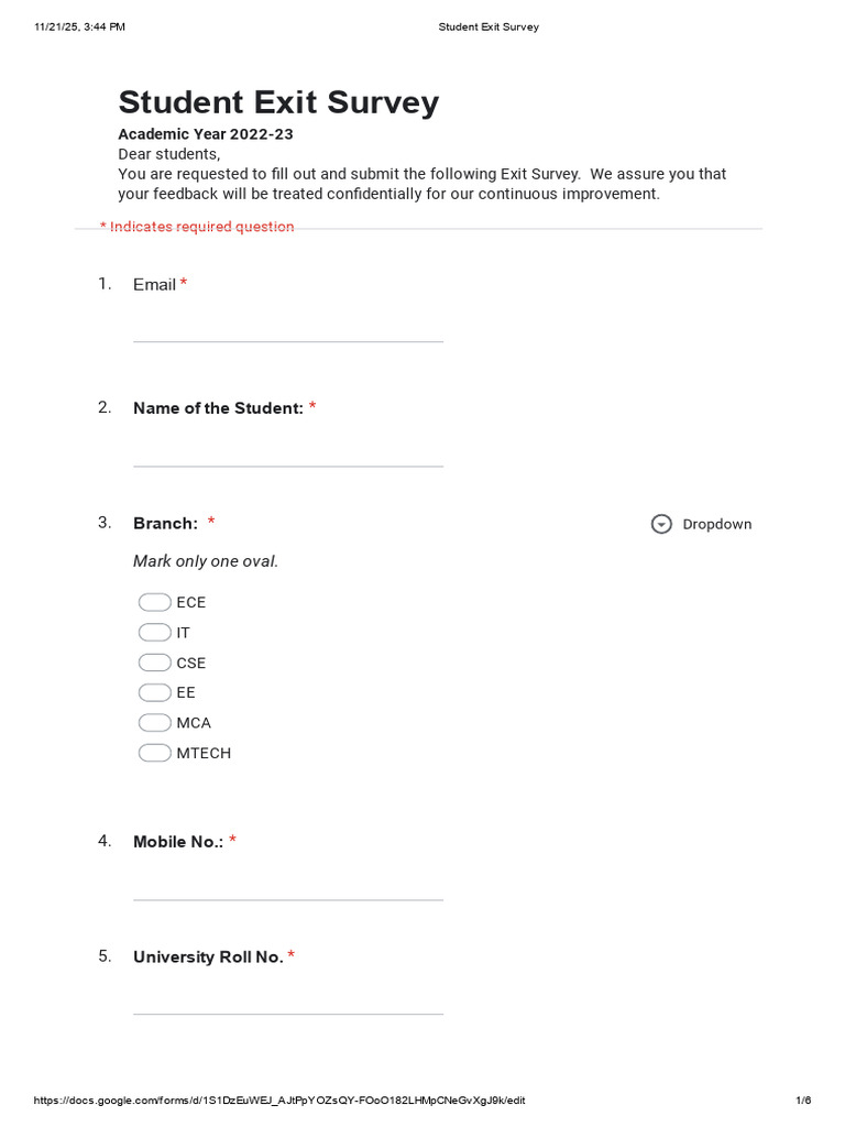 Student Exit Survey 2022-23 | PDF