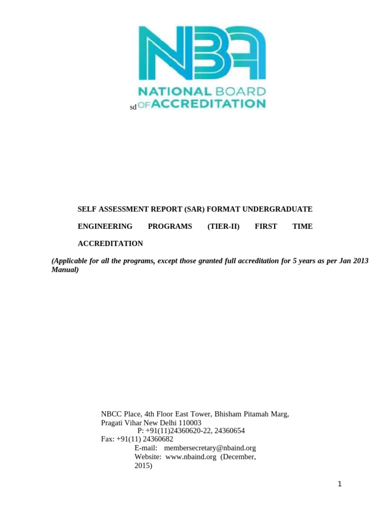 SAR Format for Engineering Accreditation | PDF