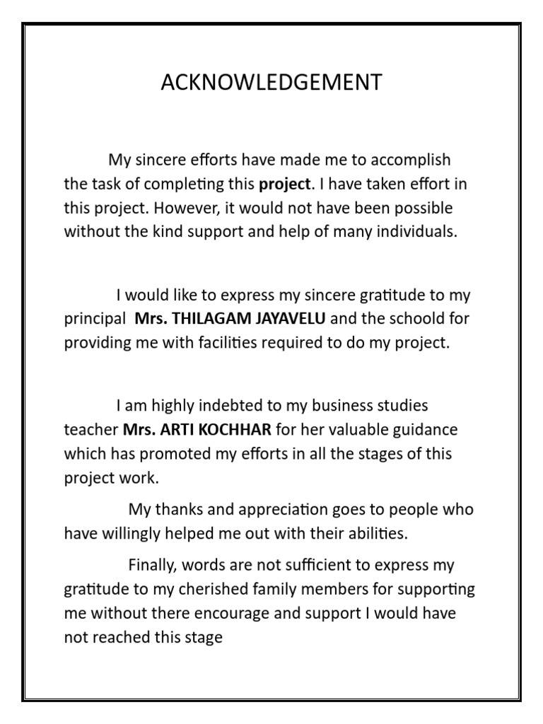 Project Acknowledgement and Gratitude | PDF