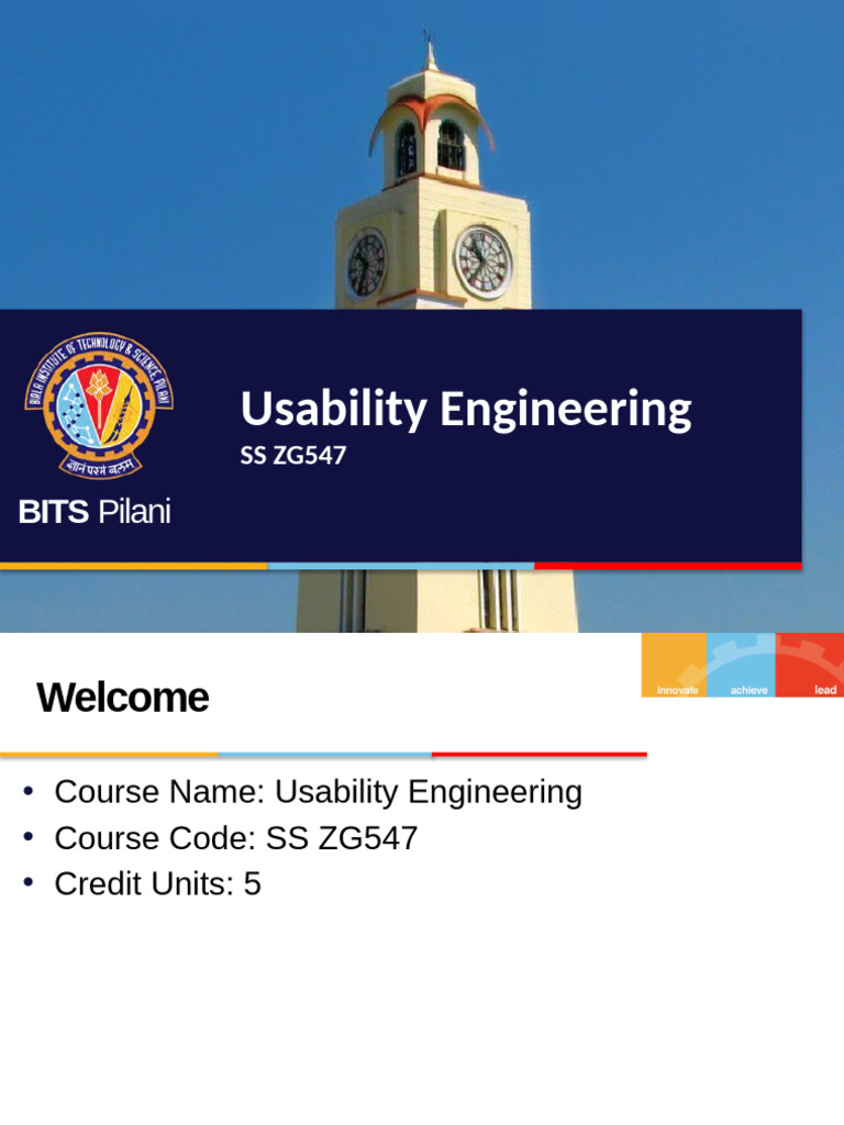 Usability Engineering: Pilani | PDF | Learning | Cognitive Science
