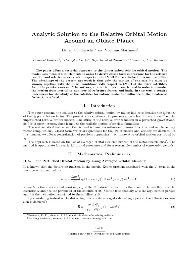 J2-Perturbed Orbital Motion Analysis | PDF | Rotation | Orbit