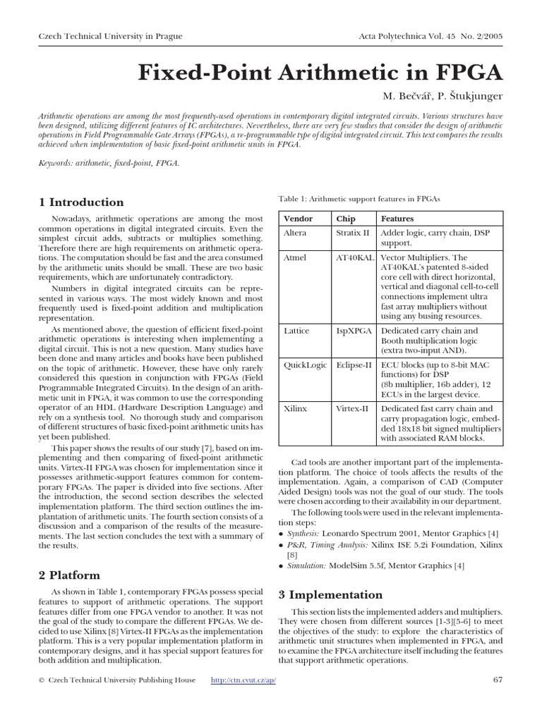 Fixed-Point Arithmetic in FPGAs | PDF | Field Programmable Gate Array ...