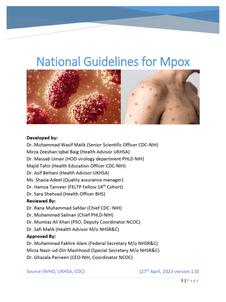 National Mpox Guidelines 2023 | PDF | Infection | Diseases And Disorders