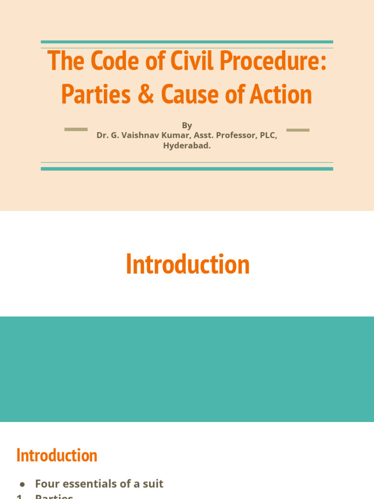 Civil Procedure: Parties & Actions Explained | PDF | Cause Of Action ...