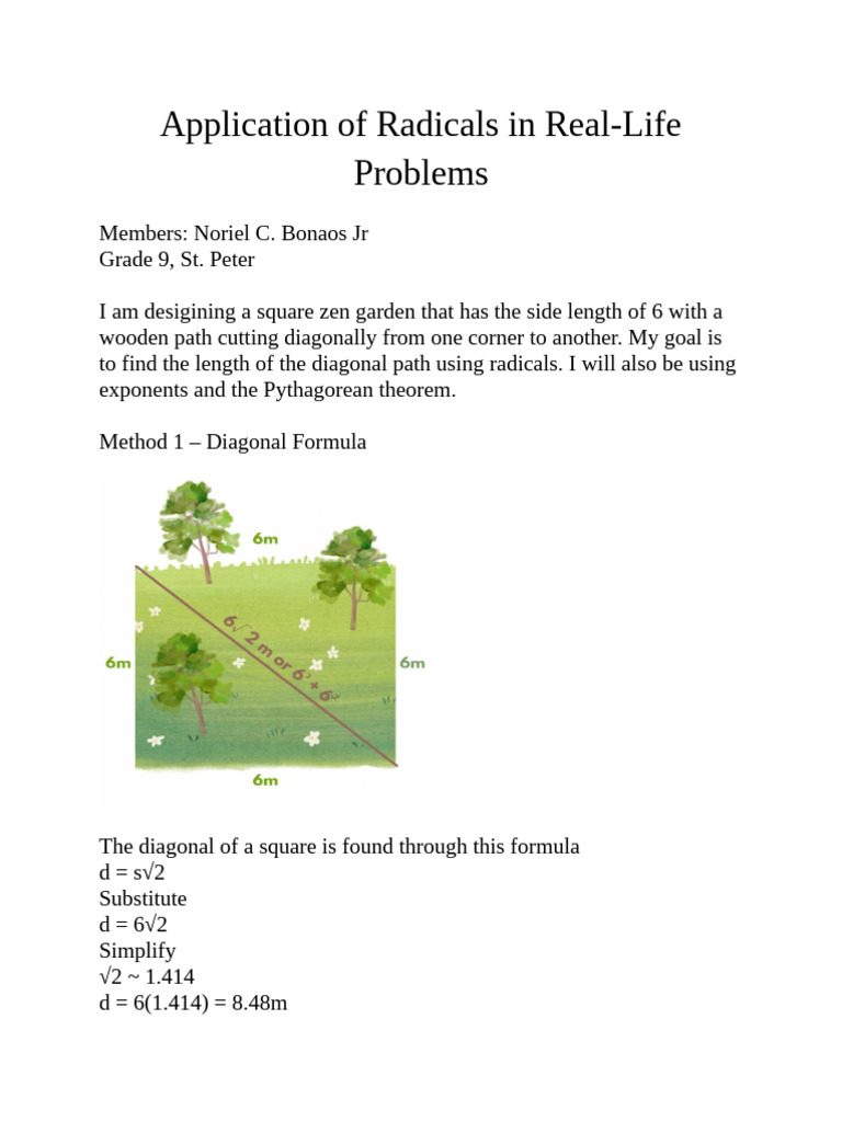 Radicals in Real-Life Applications | PDF