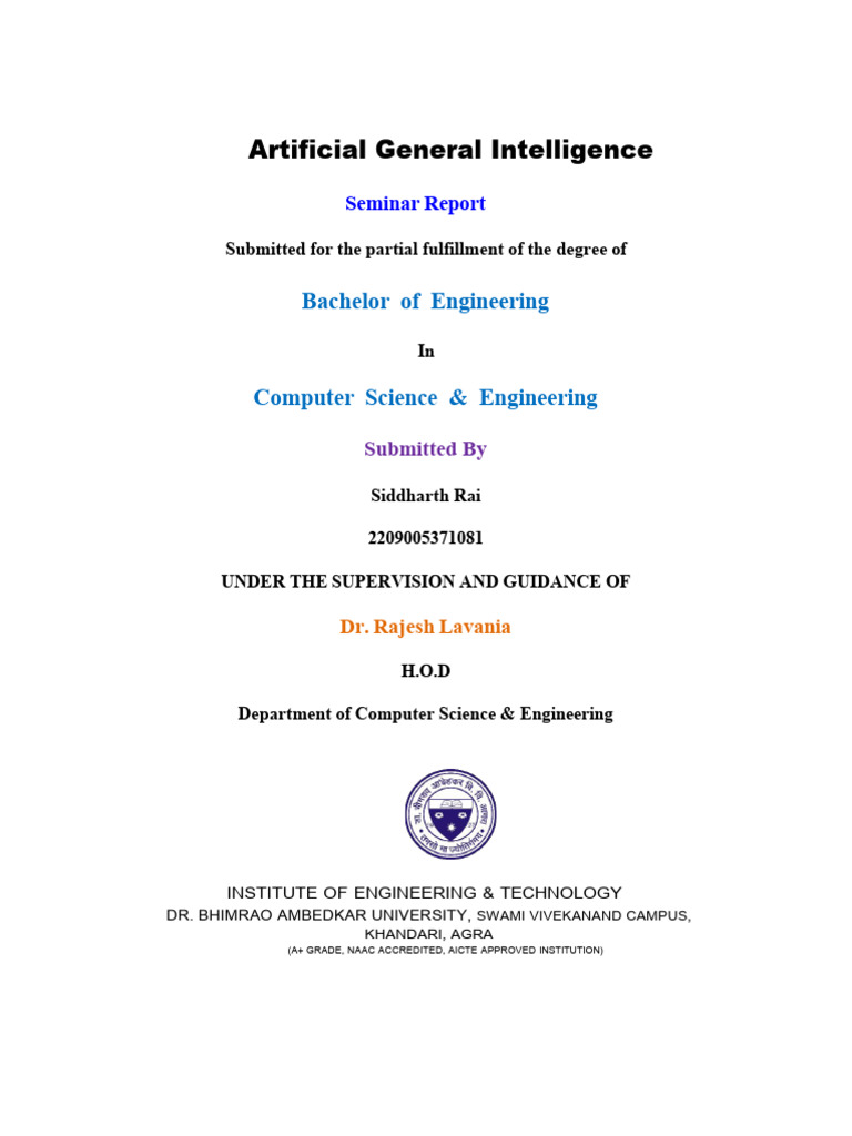 Siddharth Rai Seminar Report | PDF | Intelligence (AI) & Semantics ...
