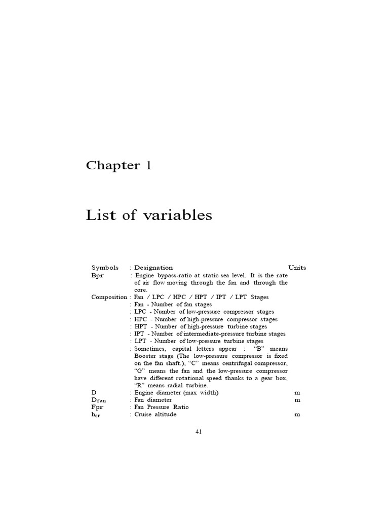 Jet Engine Variables - CH1 | PDF | Rotating Machines | Engines