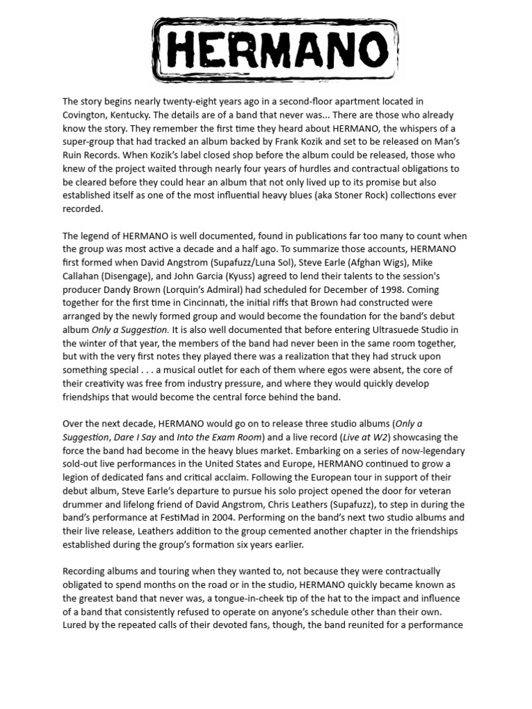Hermano Full Band Bio 2025 | PDF | Musical Groups | American Musicians