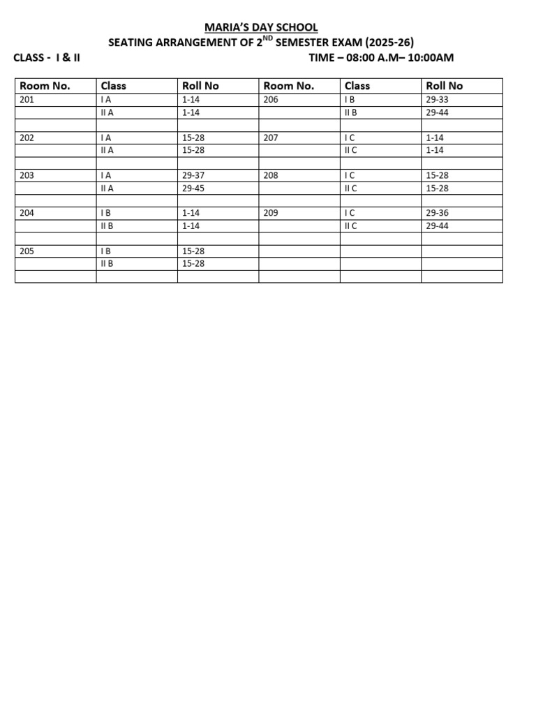Seating Arrangement (Corrected Final) | PDF